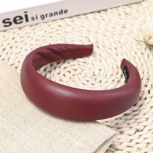 Dark Red Leatherette Headband